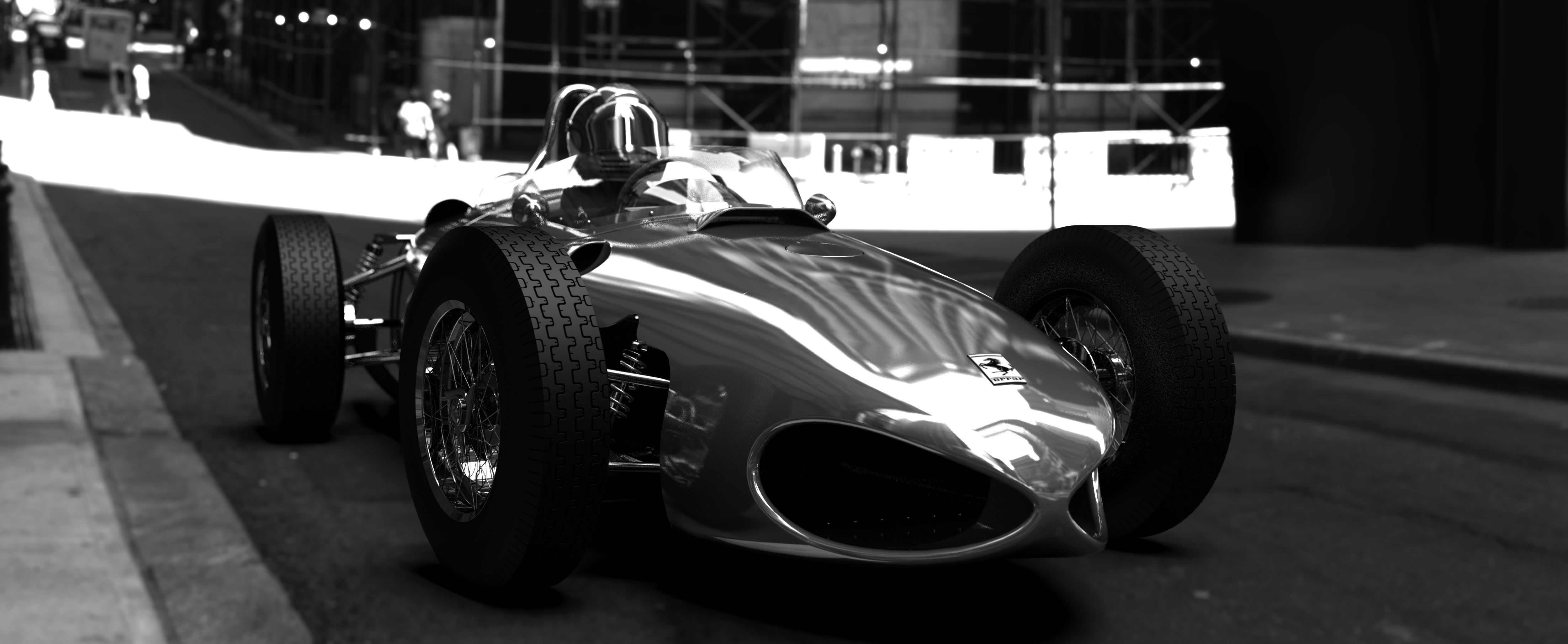 F1 1961 racing car with engine 3D model_9