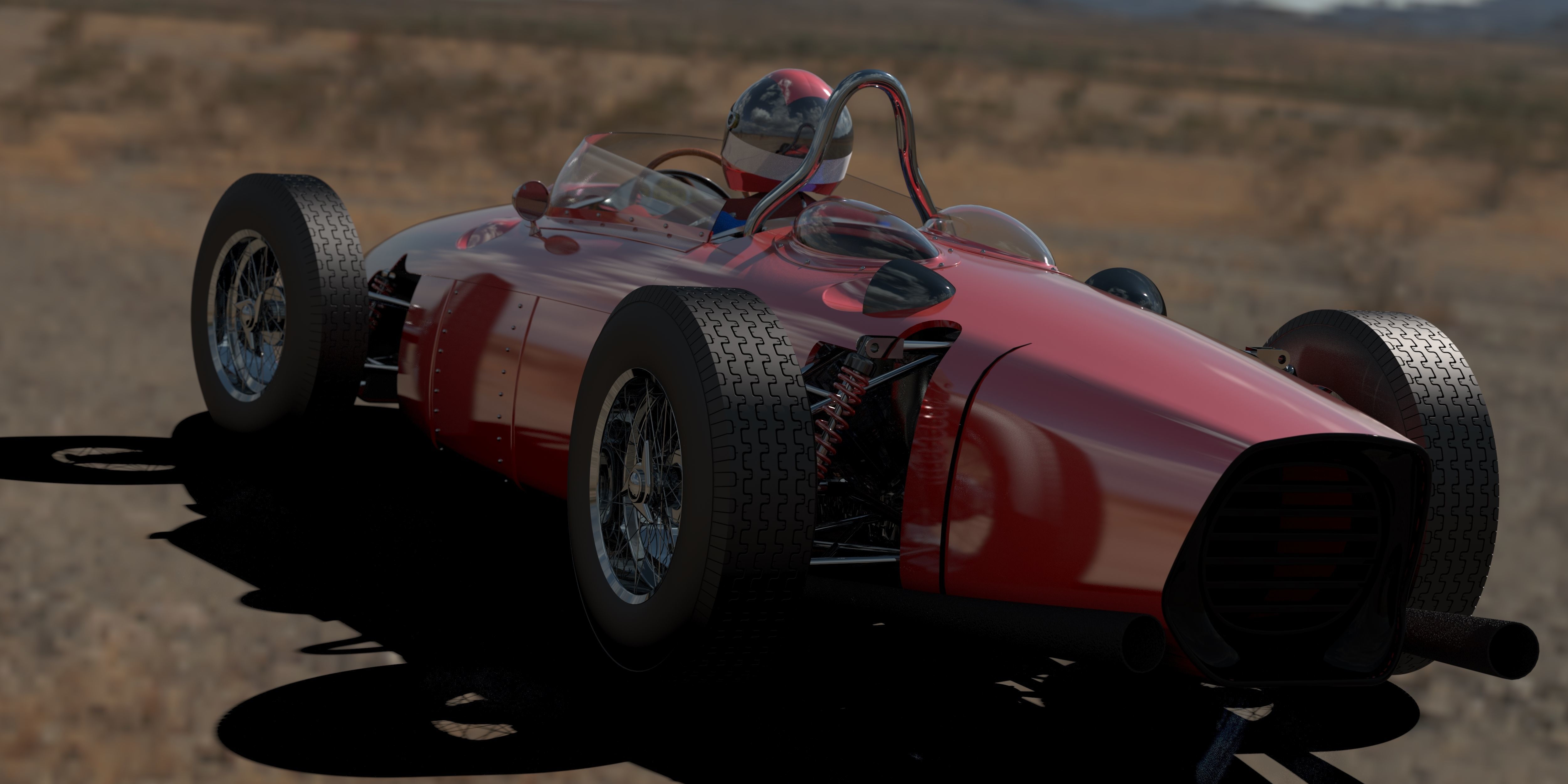 F1 1961 racing car with engine 3D model_18