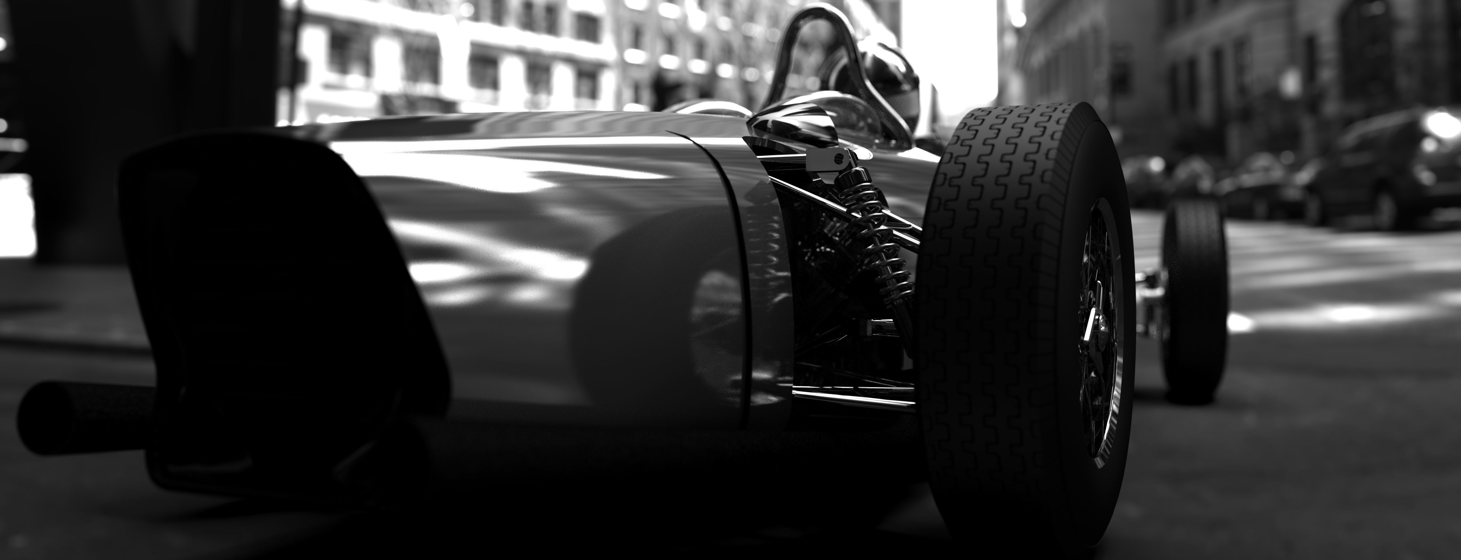 F1 1961 racing car with engine 3D model_17