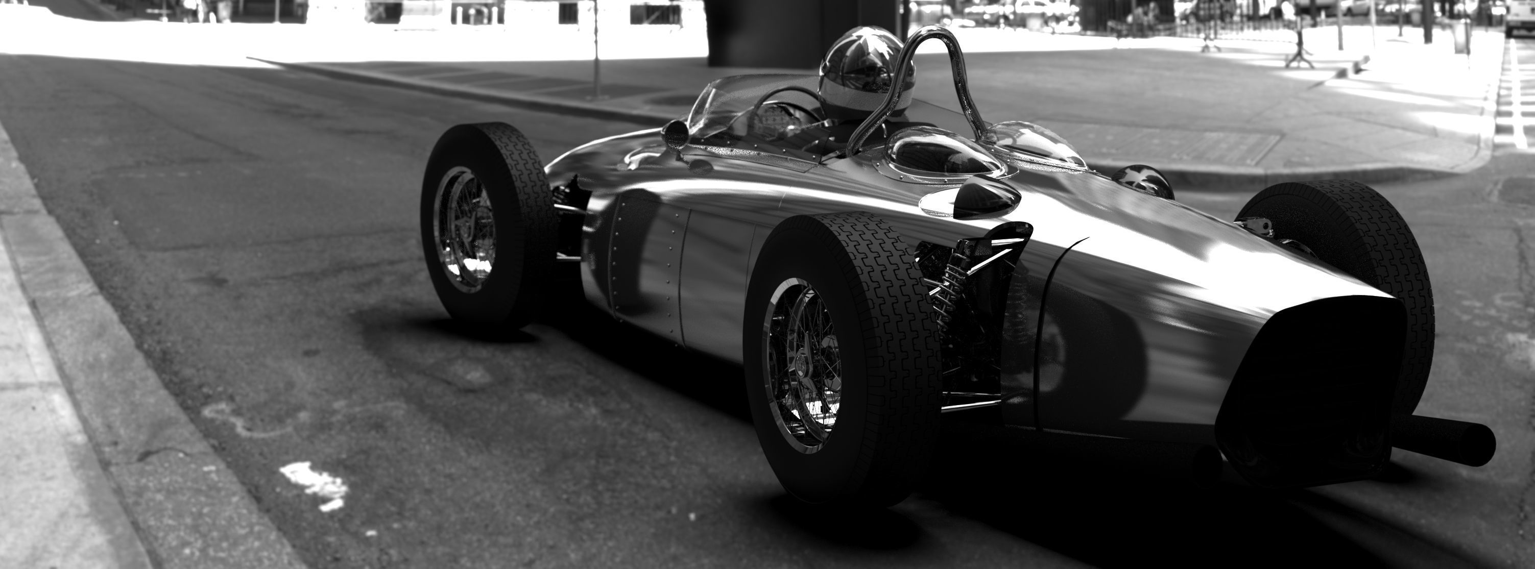 F1 1961 racing car with engine 3D model_20