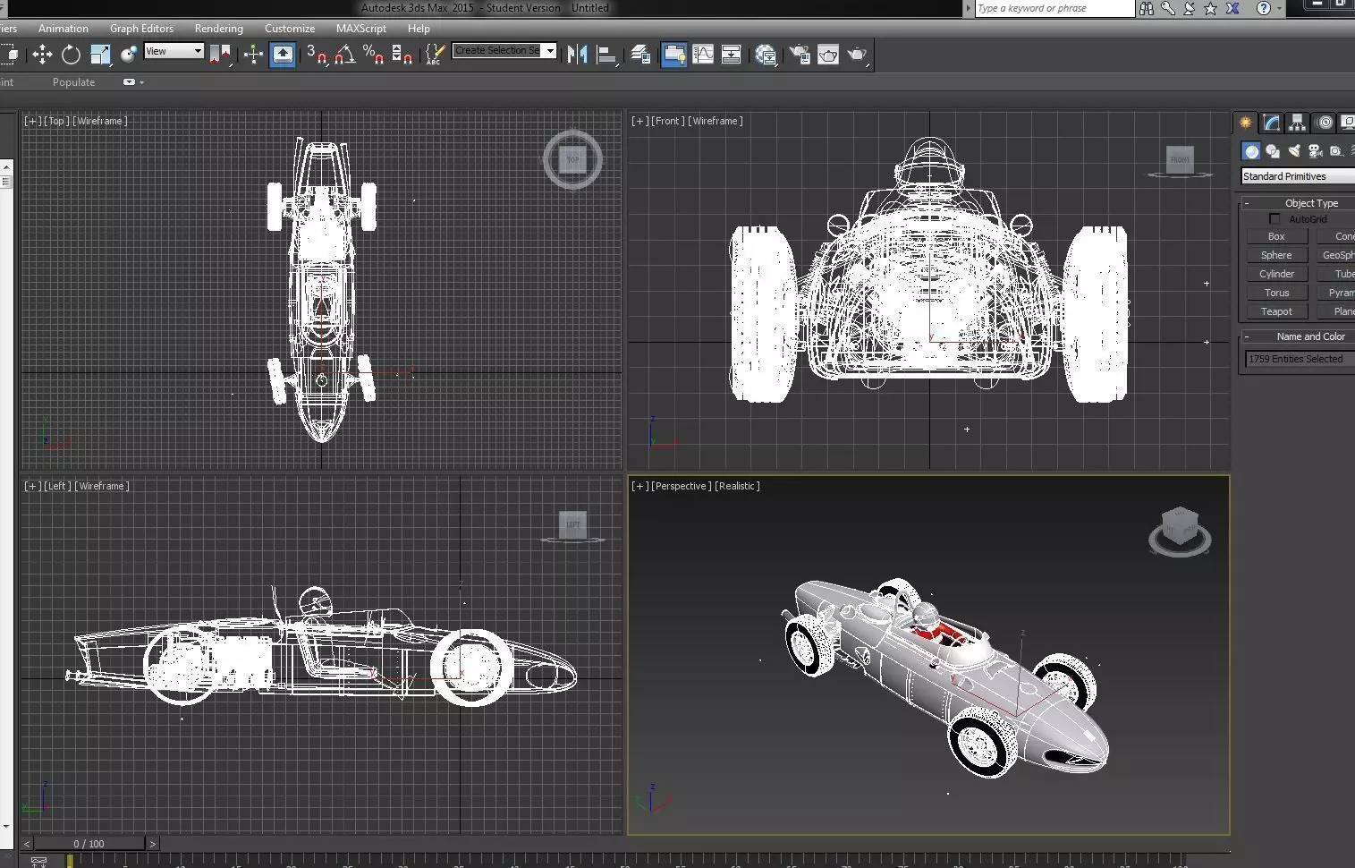 F1 1961 racing car with engine 3D model_0