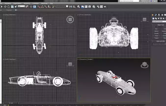 F1 1961 racing car with engine