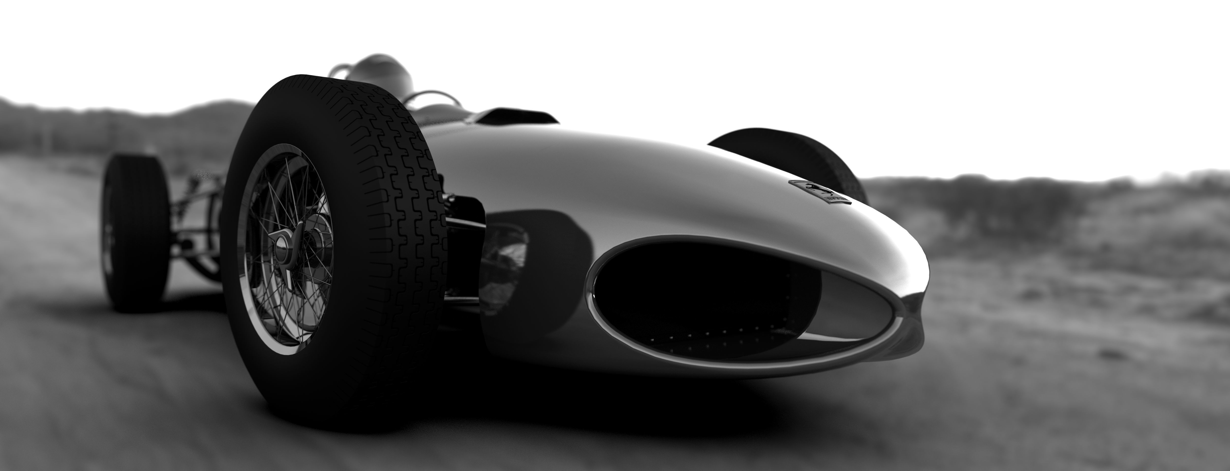 F1 1961 racing car with engine 3D model_11
