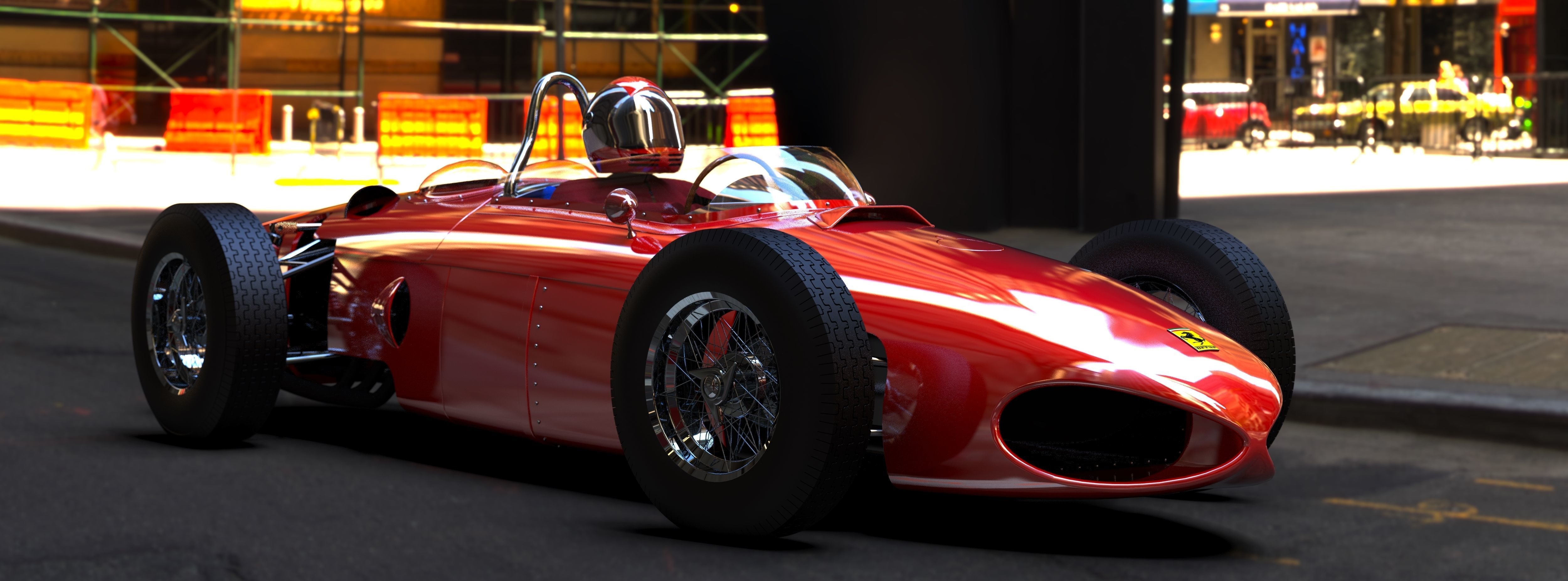F1 1961 racing car with engine 3D model_8