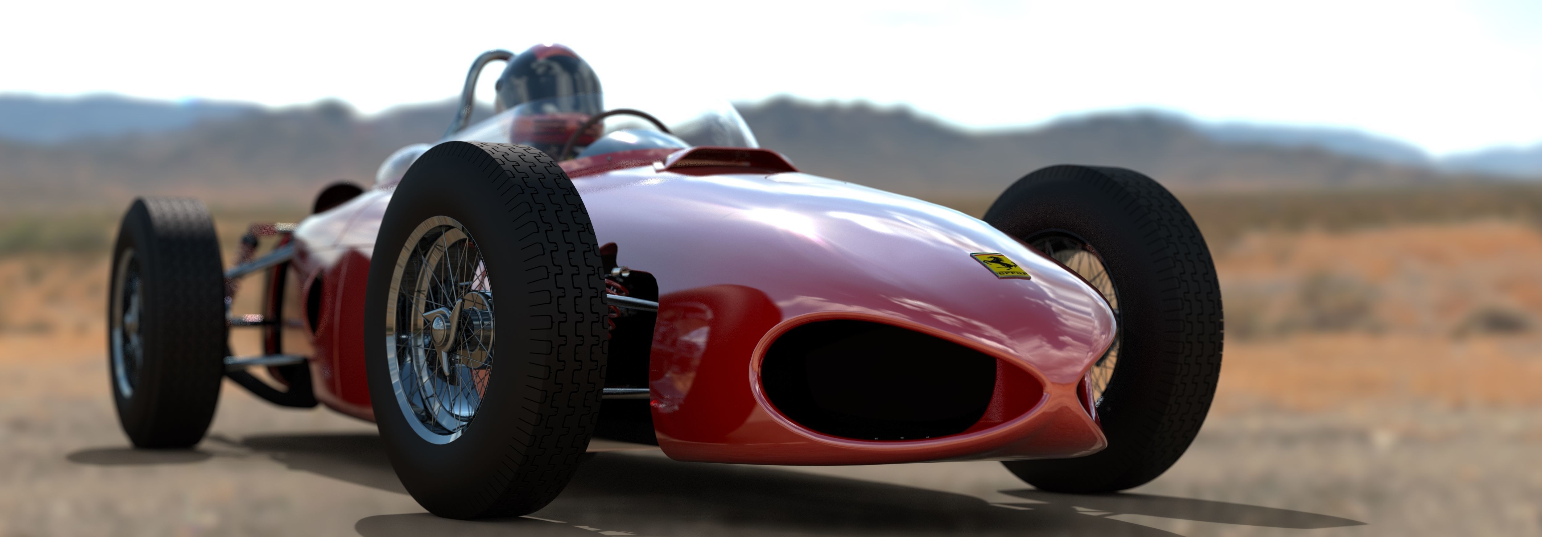 F1 1961 racing car with engine 3D model_13