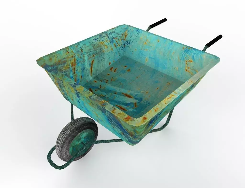 wheelbarrow old rusty Free low-poly 3D model