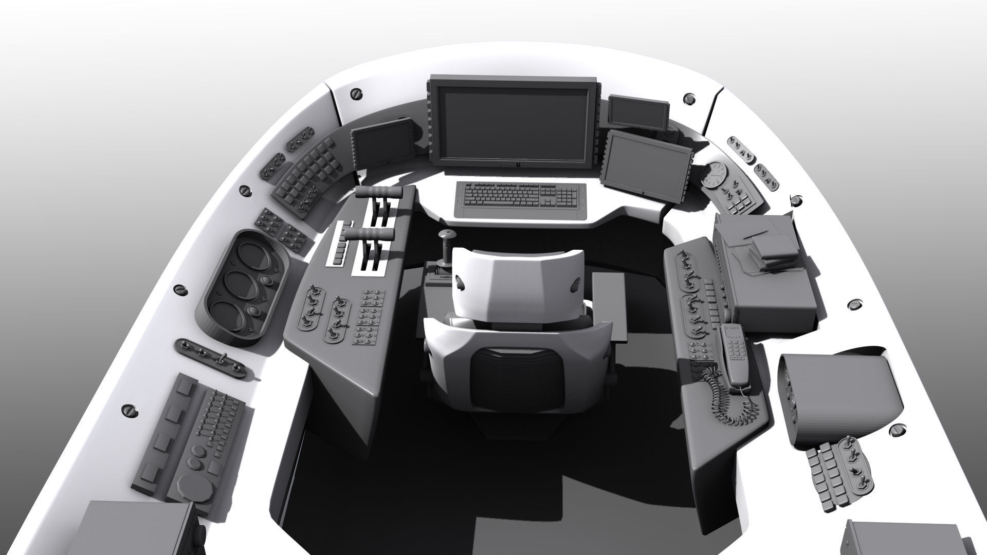 Spaceship with Interior 3D model_7