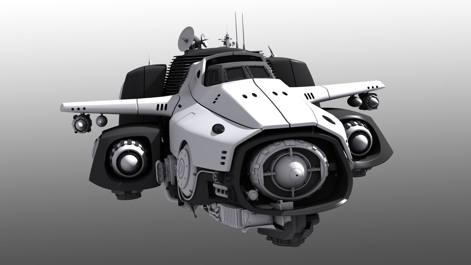 Spaceship with Interior 3D model_11