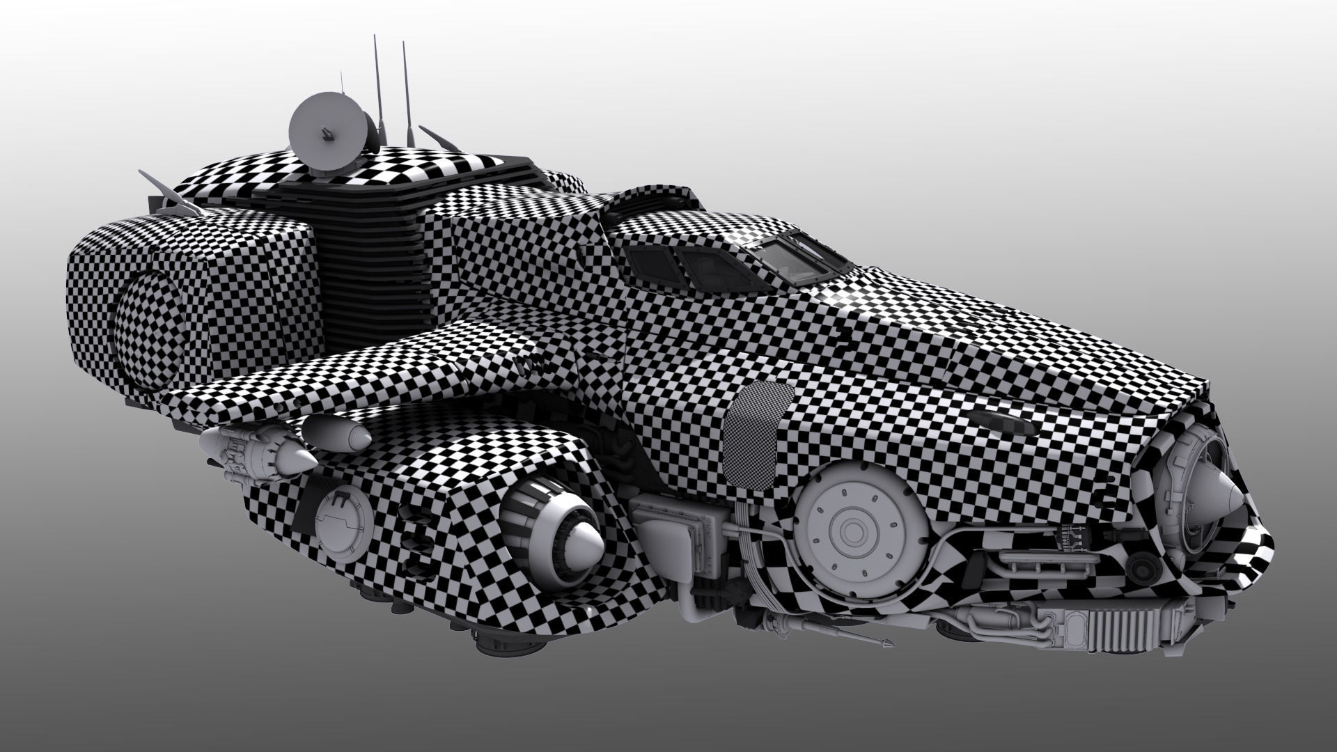 Spaceship with Interior 3D model_6