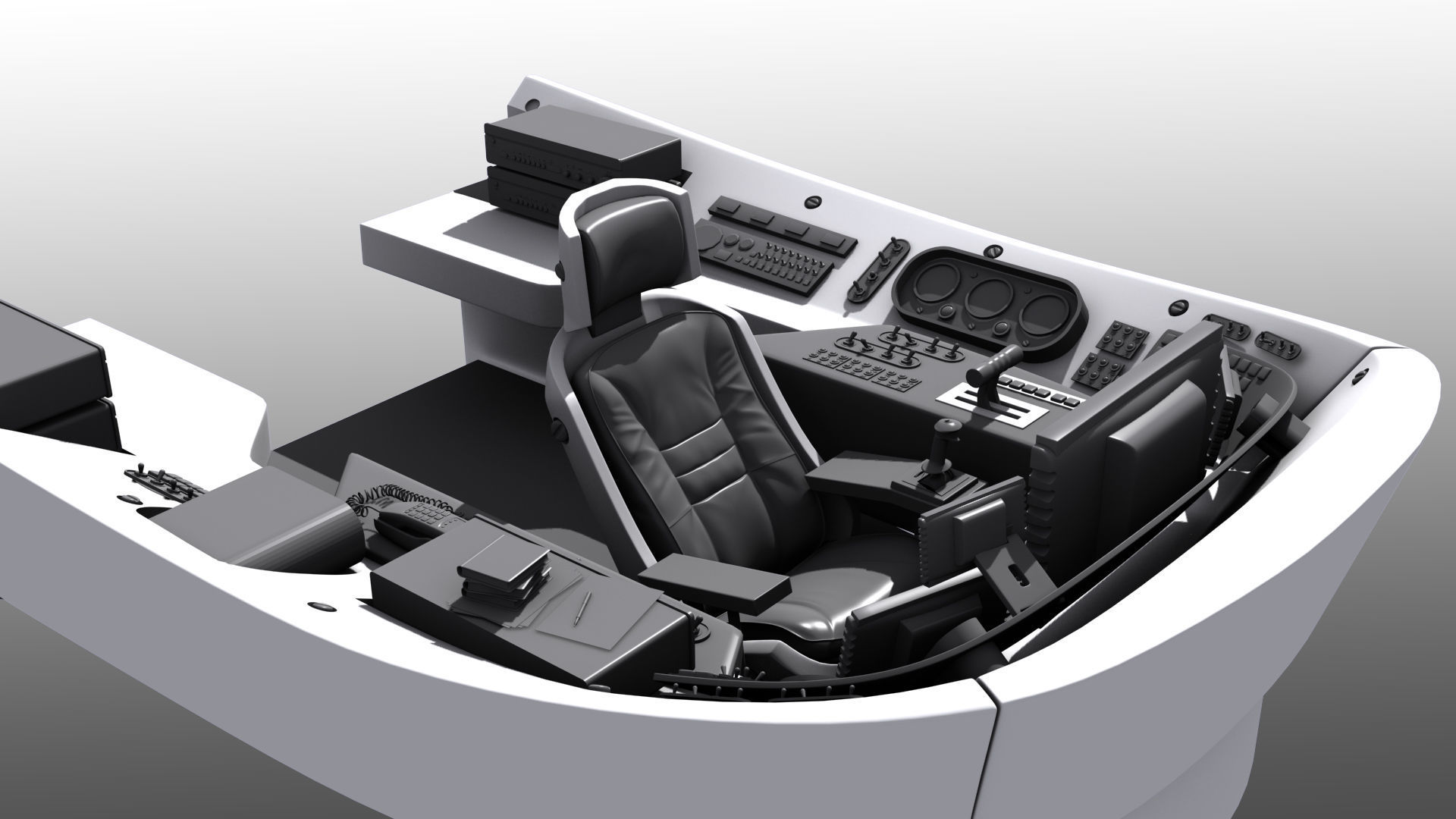 Spaceship with Interior 3D model_8