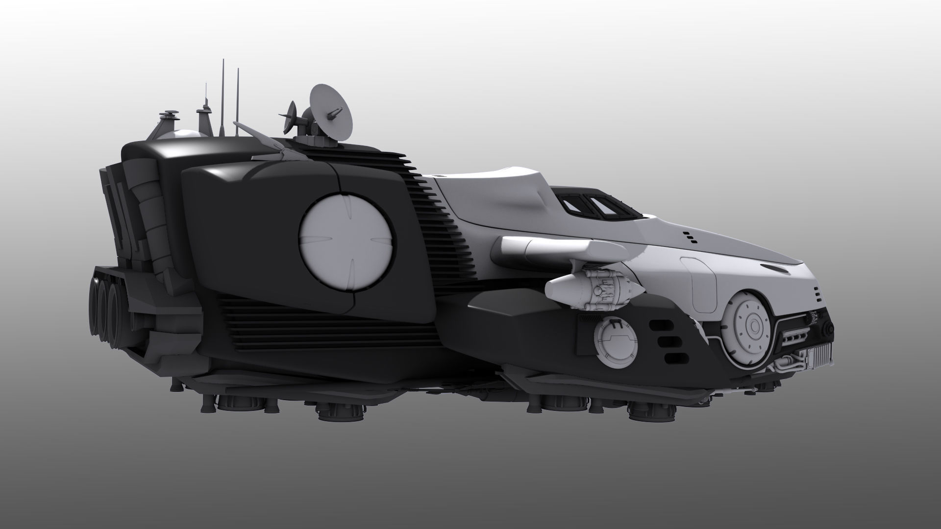 Spaceship with Interior 3D model_1