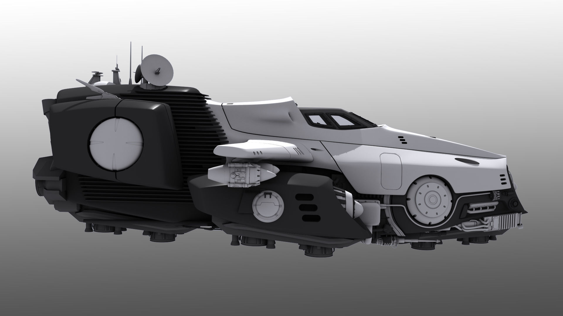 Spaceship with Interior 3D model_12