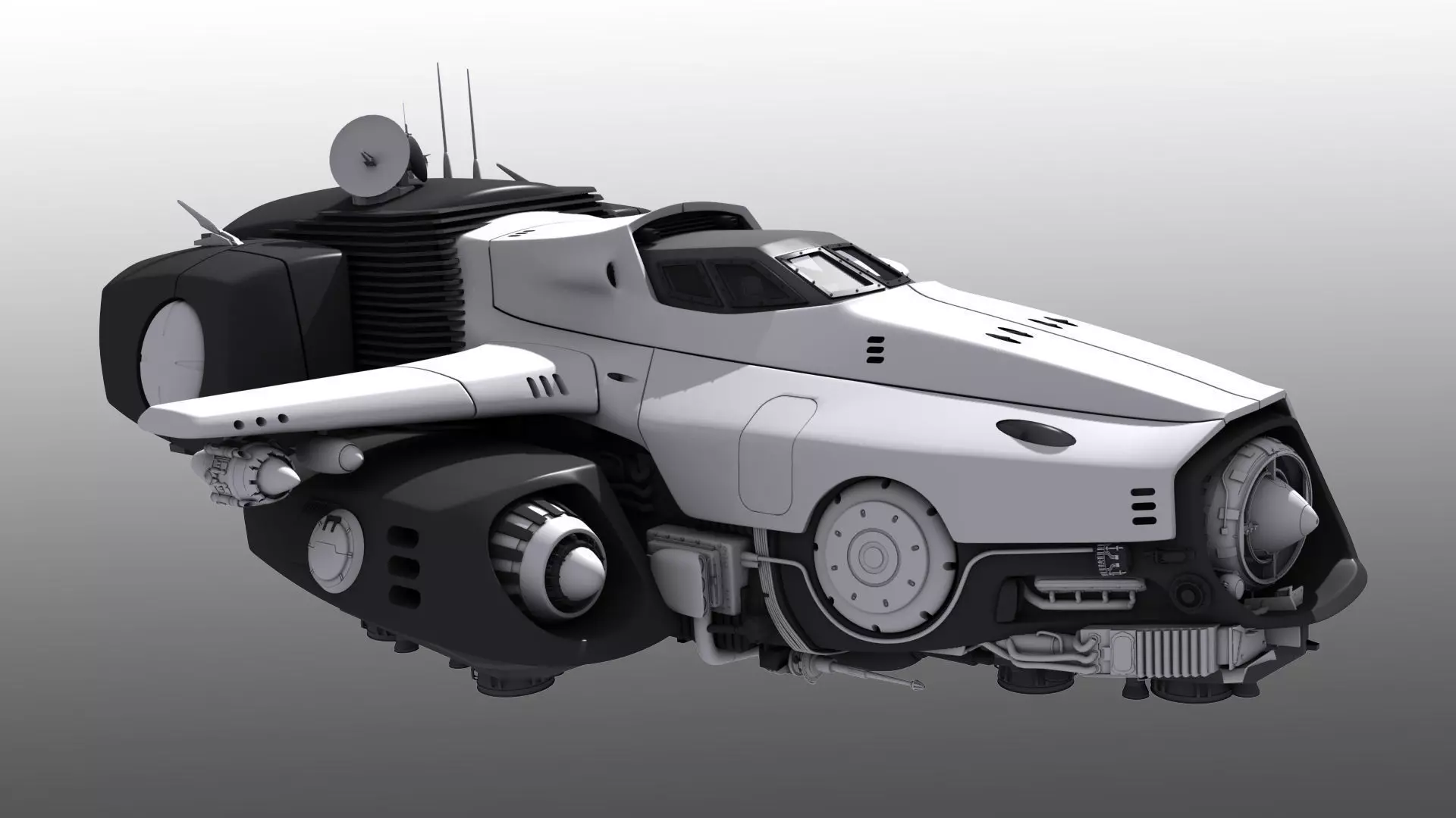 Spaceship with Interior 3D model_0