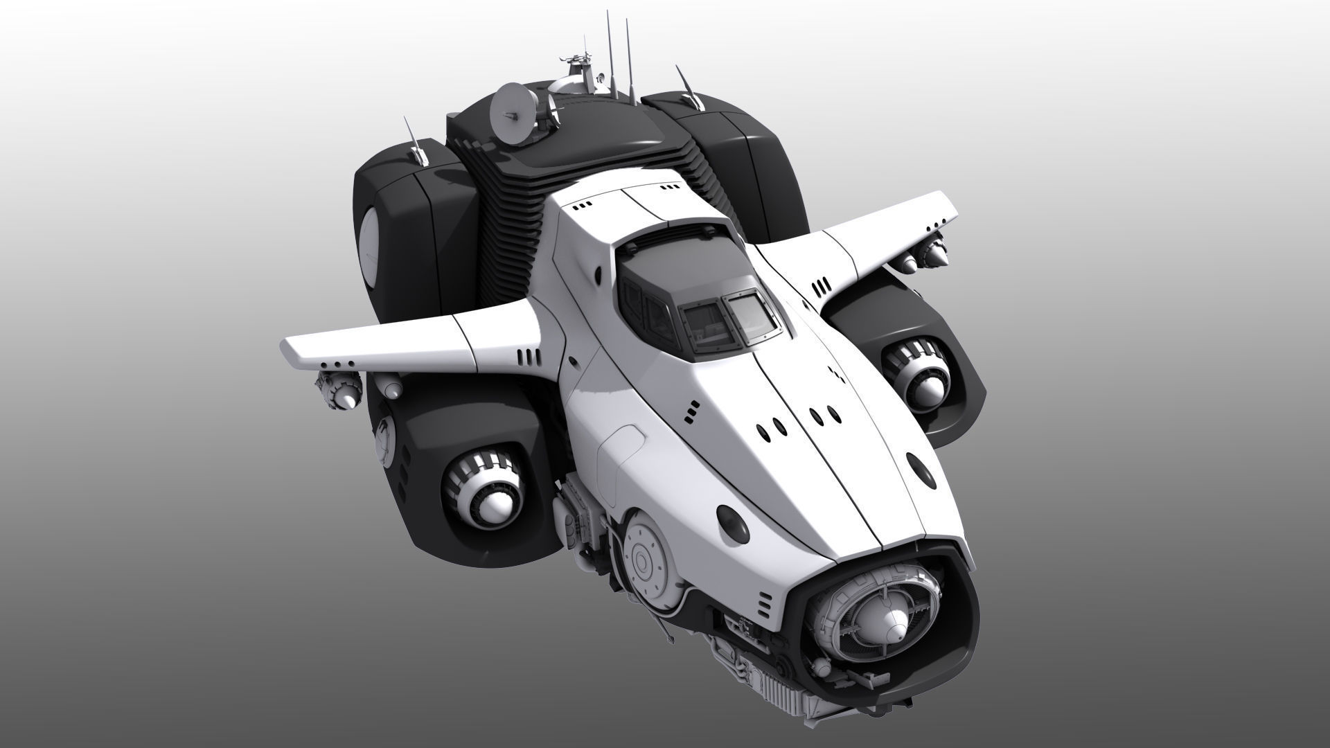 Spaceship with Interior 3D model_10