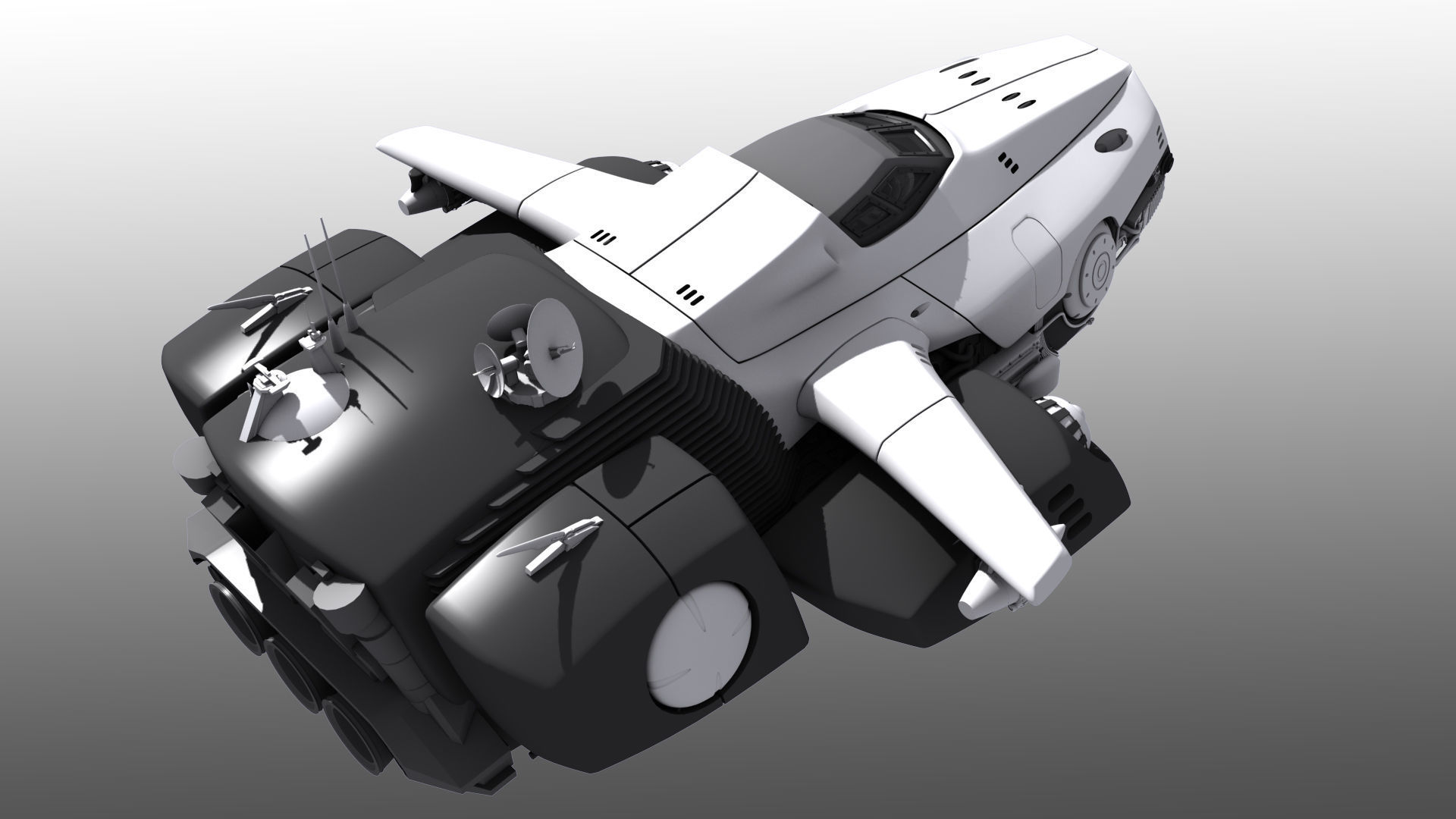 Spaceship with Interior 3D model_13