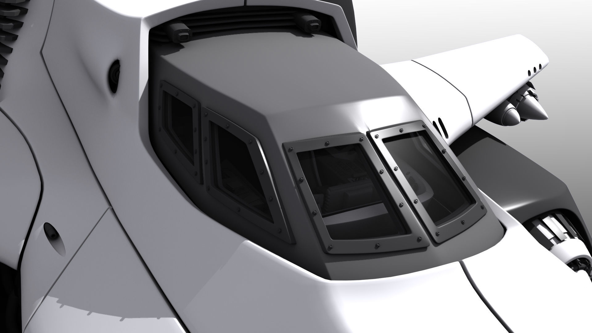 Spaceship with Interior 3D model_2