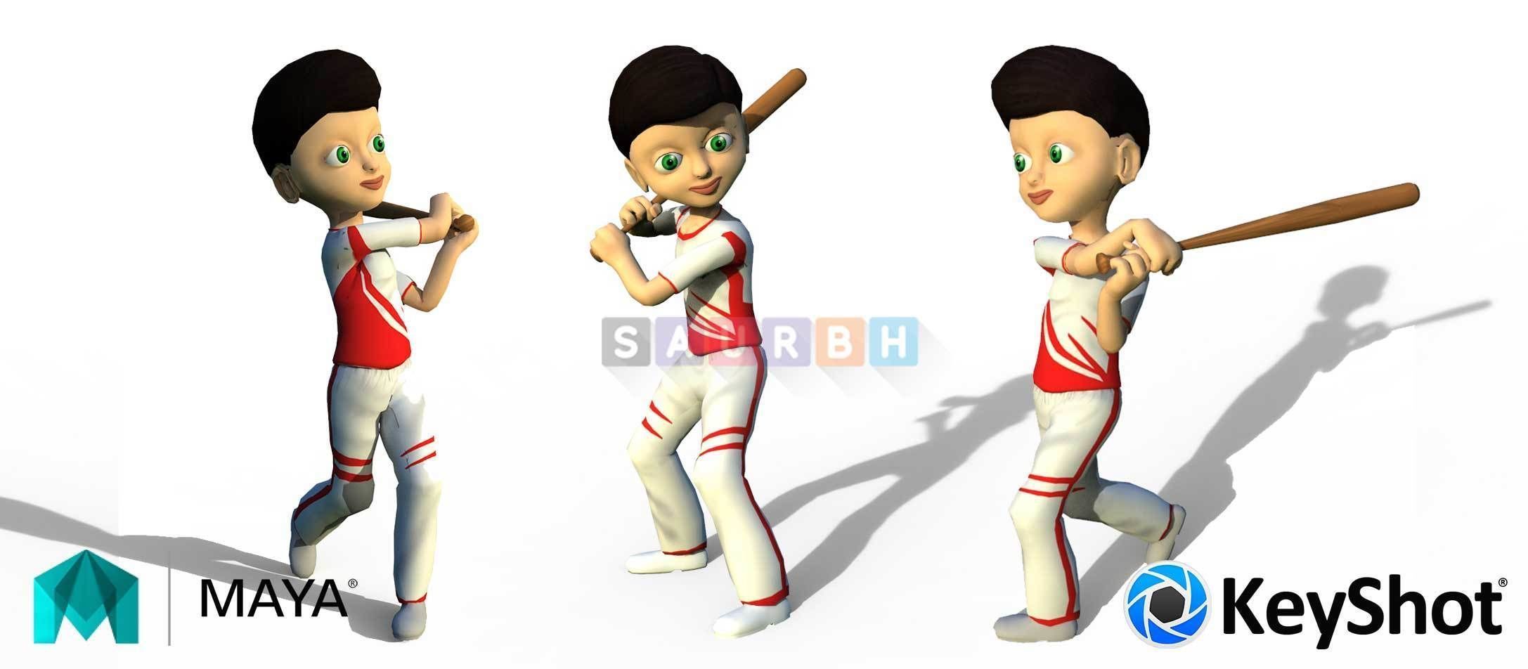 Baseball Player 3d Model Low-poly 3D model_2