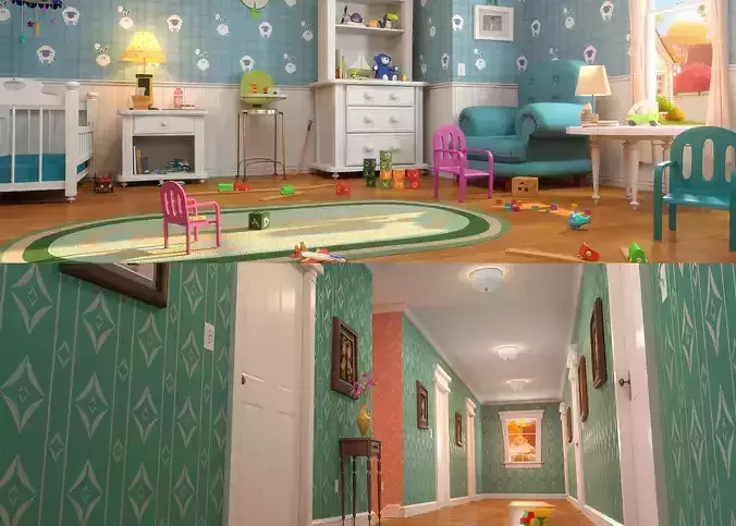 Cartoon Bedroom02 3D model