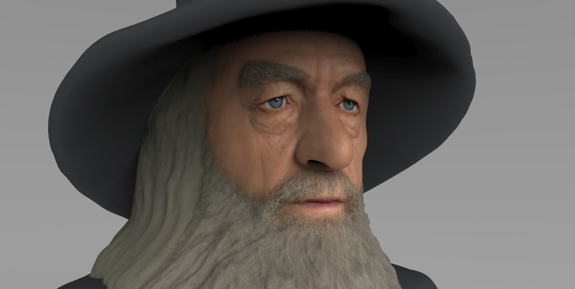 Gandalf Lord of the Rings bust ready for full color 3D printing 3D print model_12