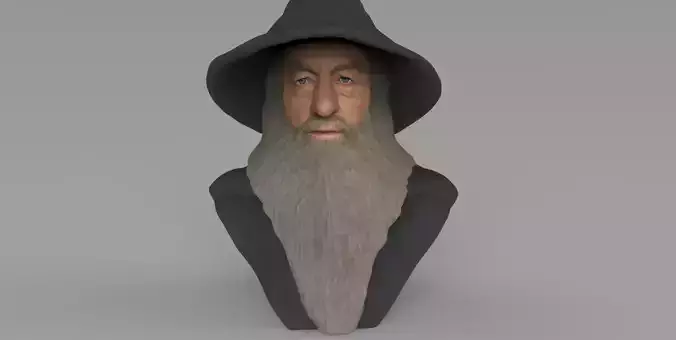 Gandalf Lord of the Rings bust ready for full color 3D printing 3D print model