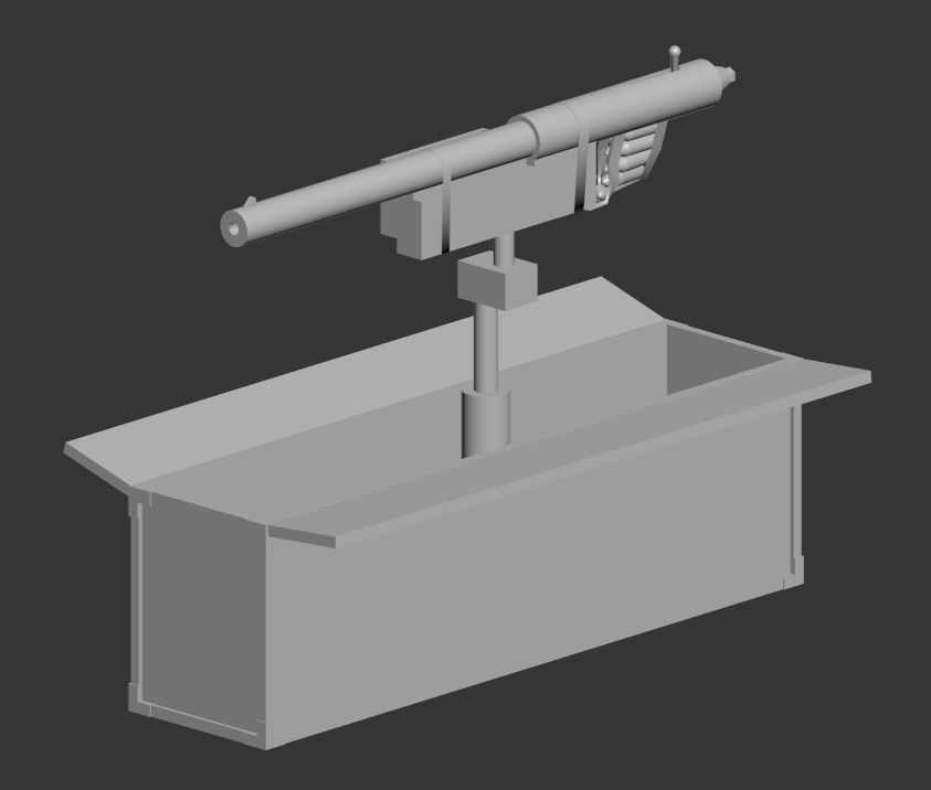  automatic turret Low-poly 3D model_1