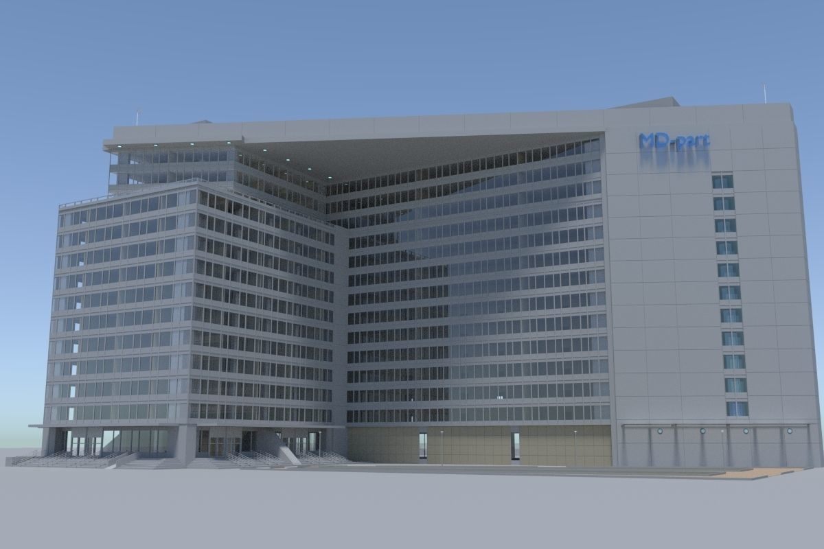 Building 4 office in middle of city 3D model_2