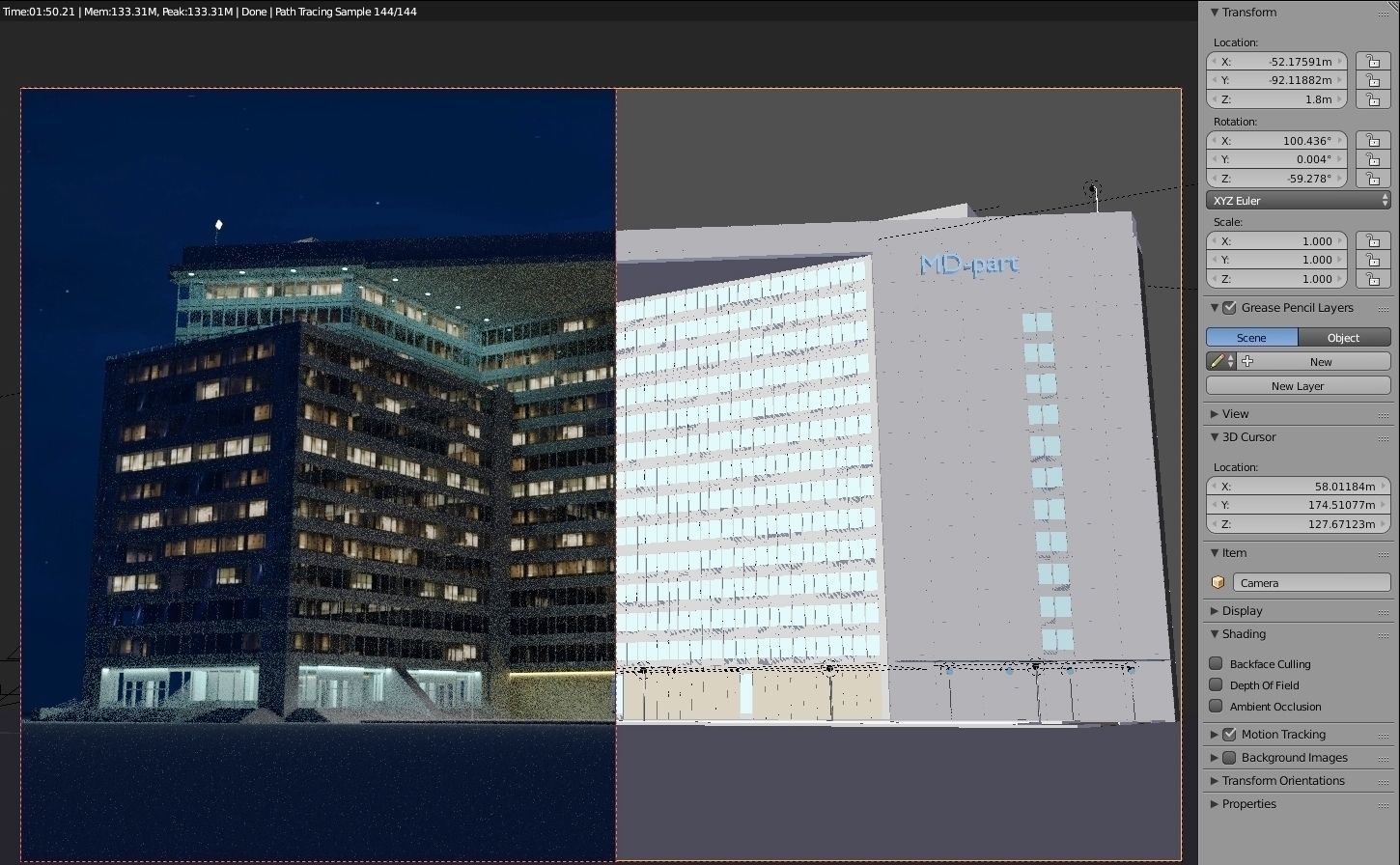 Building 4 office in middle of city 3D model_3