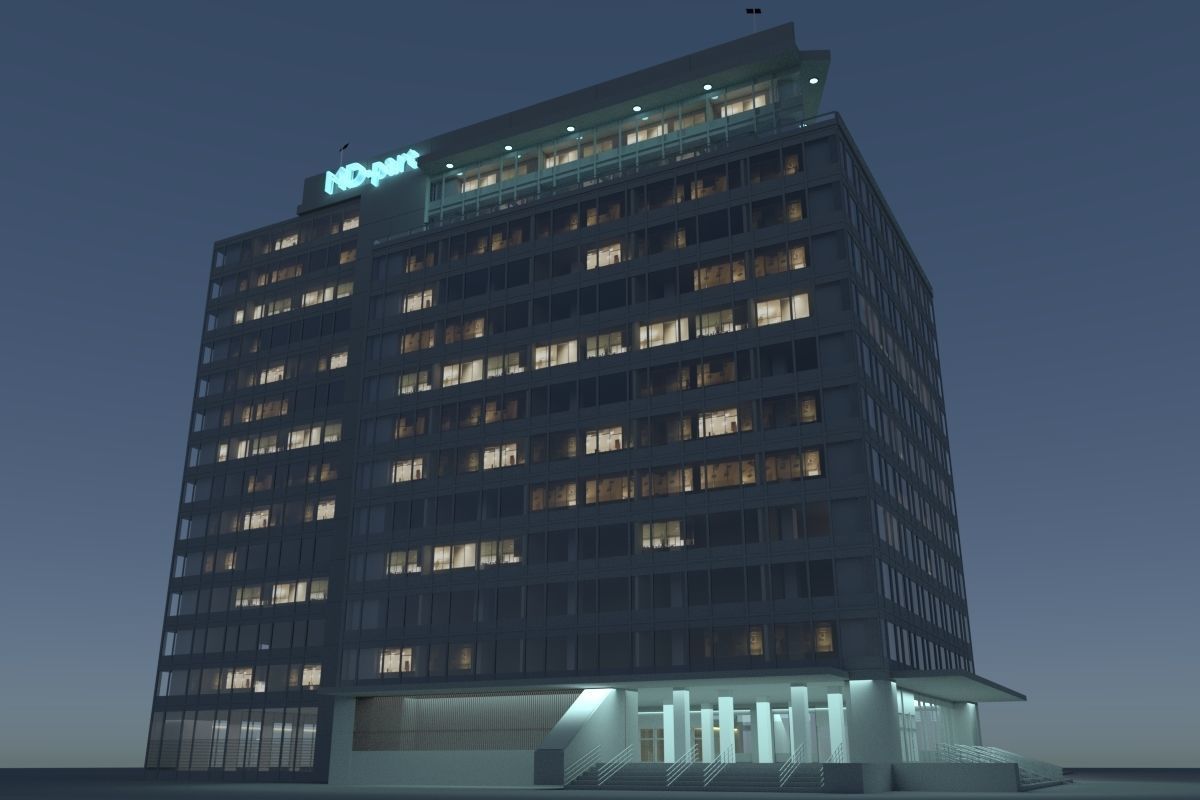 Building 4 office in middle of city 3D model_4