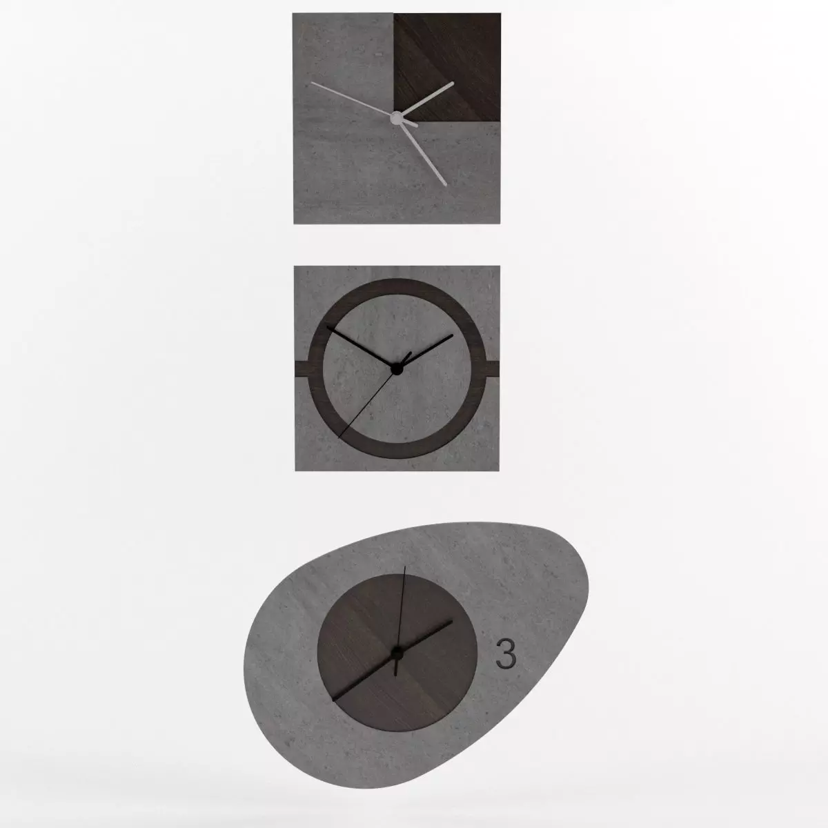 Wall clock set 3D model 3D model_0