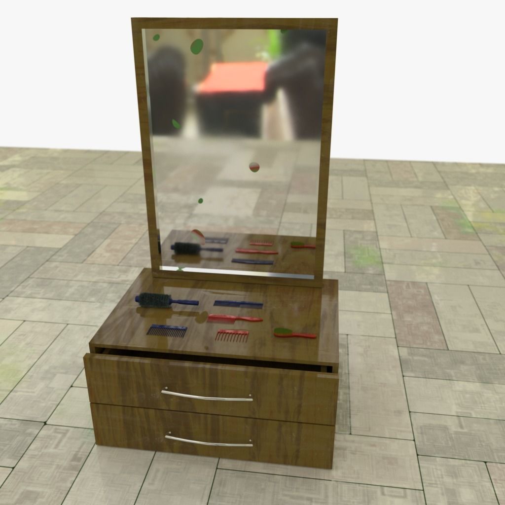 Drawers 1 with Bonus Objects 3D model_1