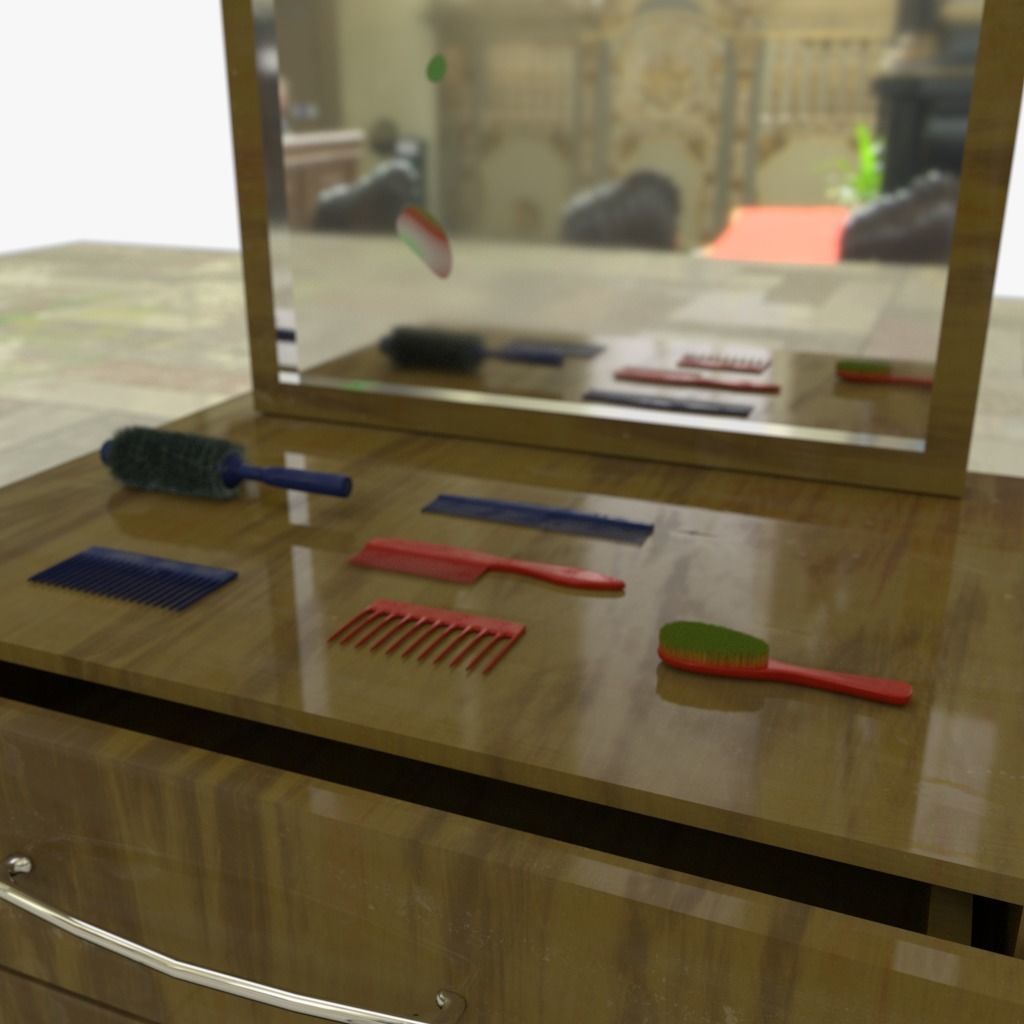 Drawers 1 with Bonus Objects 3D model_2