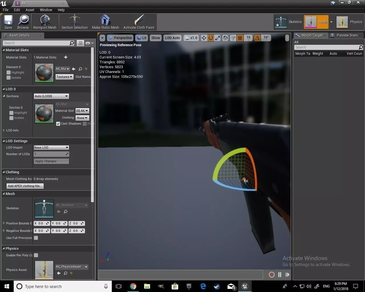 AK-47 computer screen showing gun Low-poly 3D model