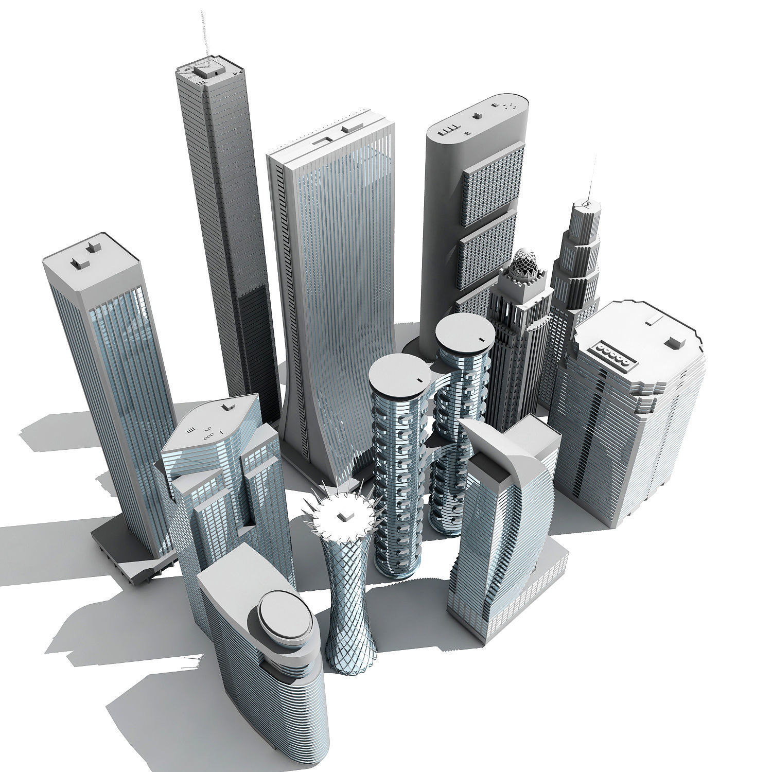 12 Buildings 3D Models 3D model_1