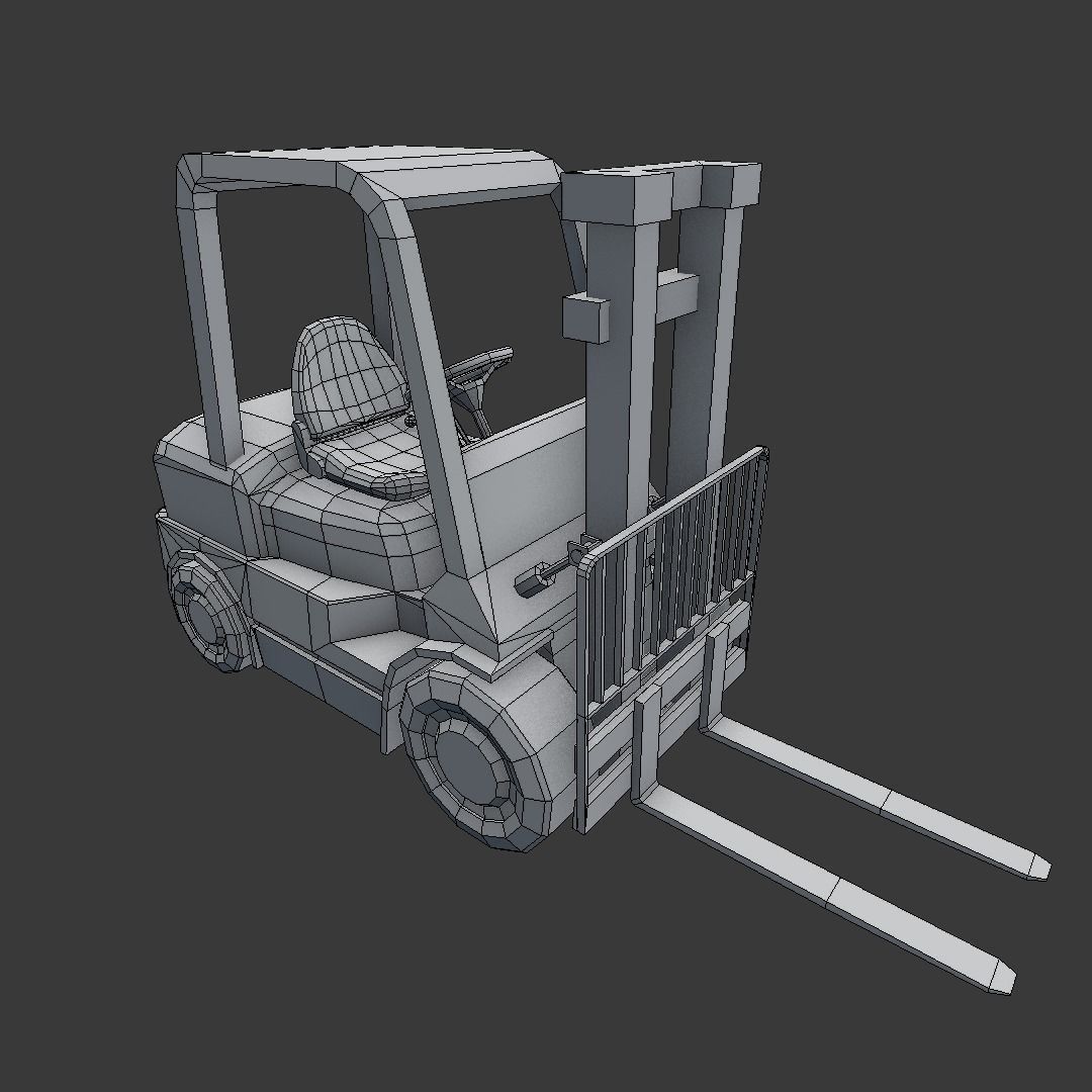 Forklift Lowpoly Vehicle Prop Low-poly 3D model_5