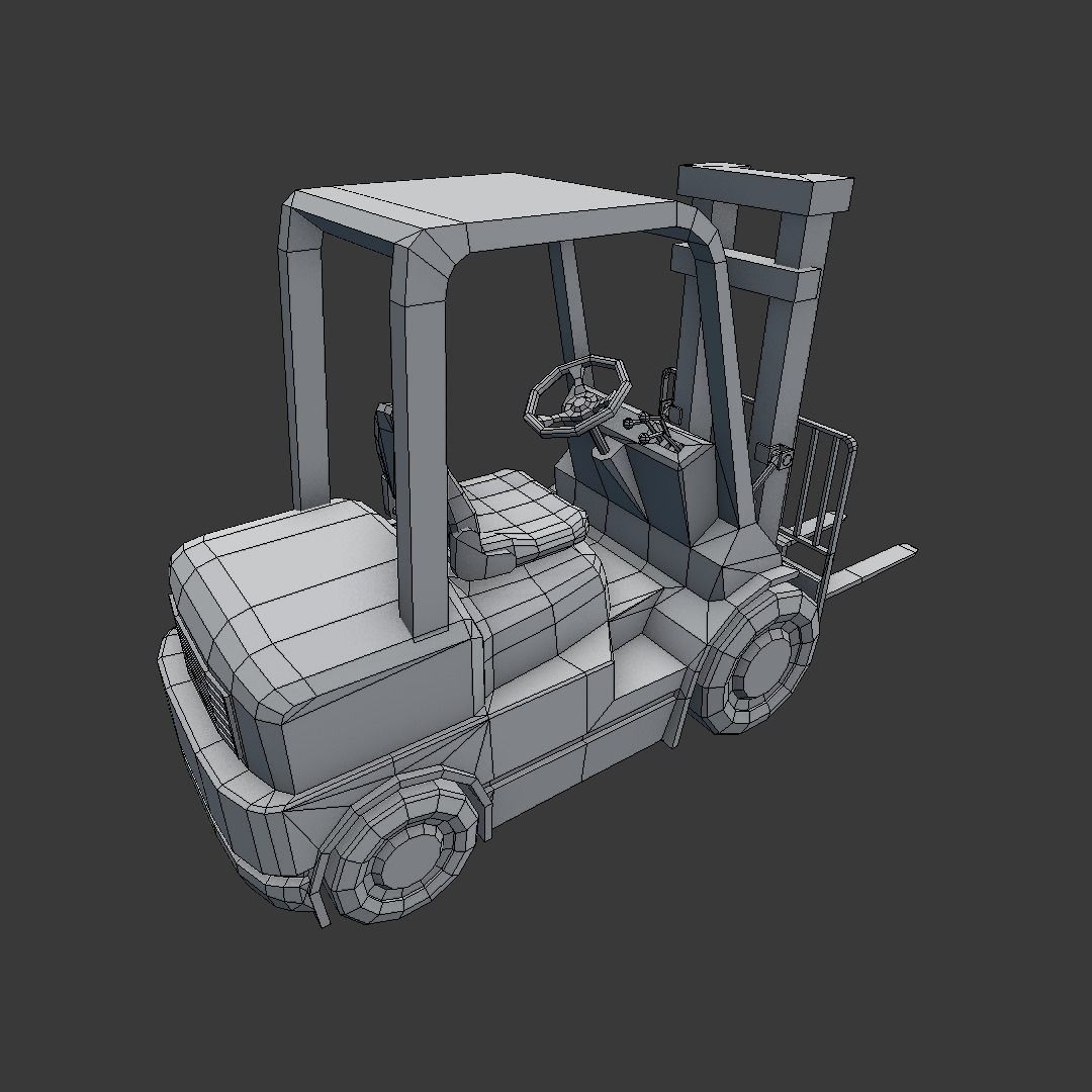 Forklift Lowpoly Vehicle Prop Low-poly 3D model_4