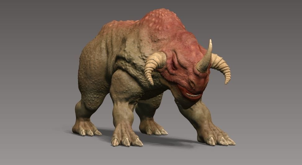 Rhino monster Low-poly 3D model_5