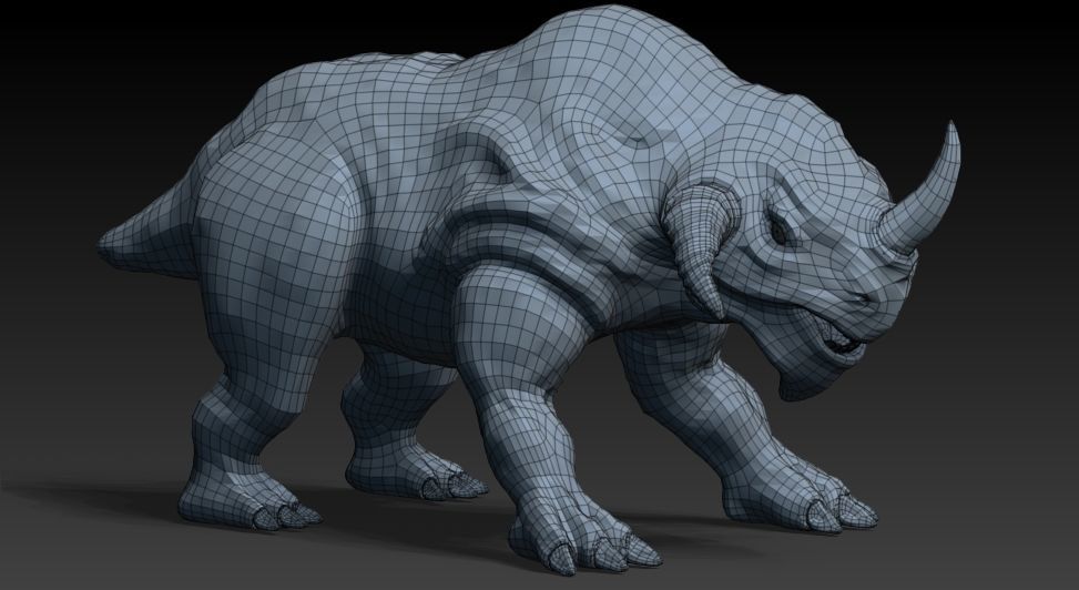 Rhino monster Low-poly 3D model_7