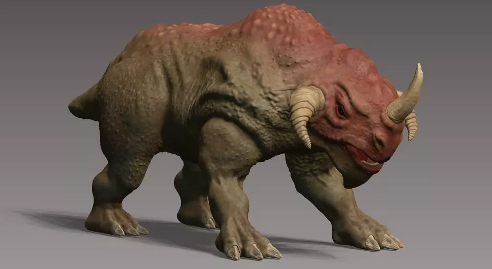 Rhino monster Low-poly 3D model_0