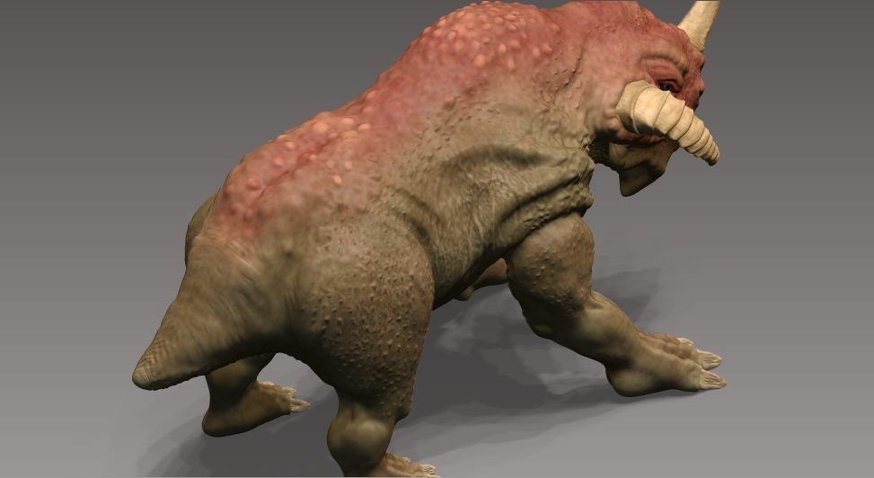 Rhino monster Low-poly 3D model_4