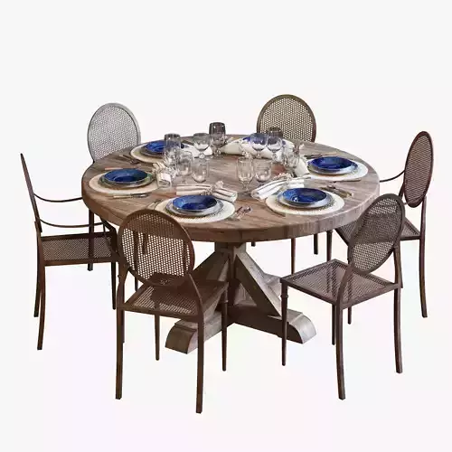 Flamant dinning set 001 3D model