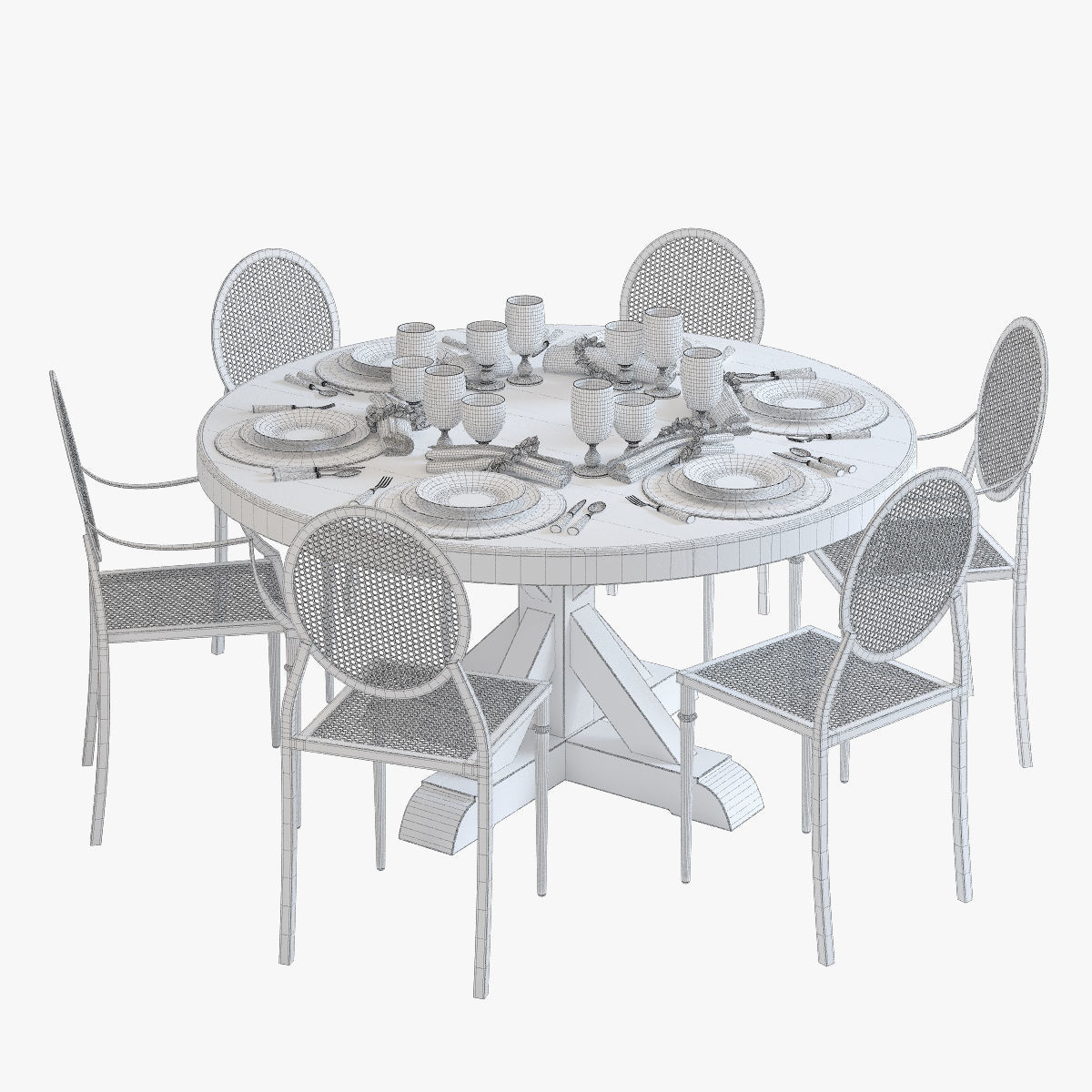 Flamant dinning set 001 3D model_8