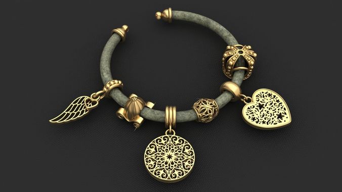 Pandora Charms Gold Bracelet 3D print model