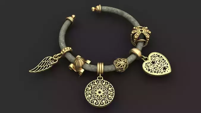 Pandora Charms Gold Bracelet 3D print model