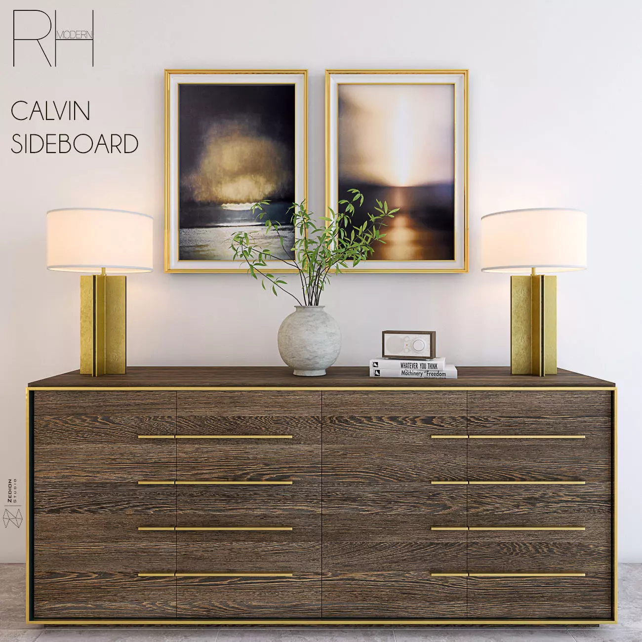 CALVIN 4-DOOR SIDEBOARD 3D model_0