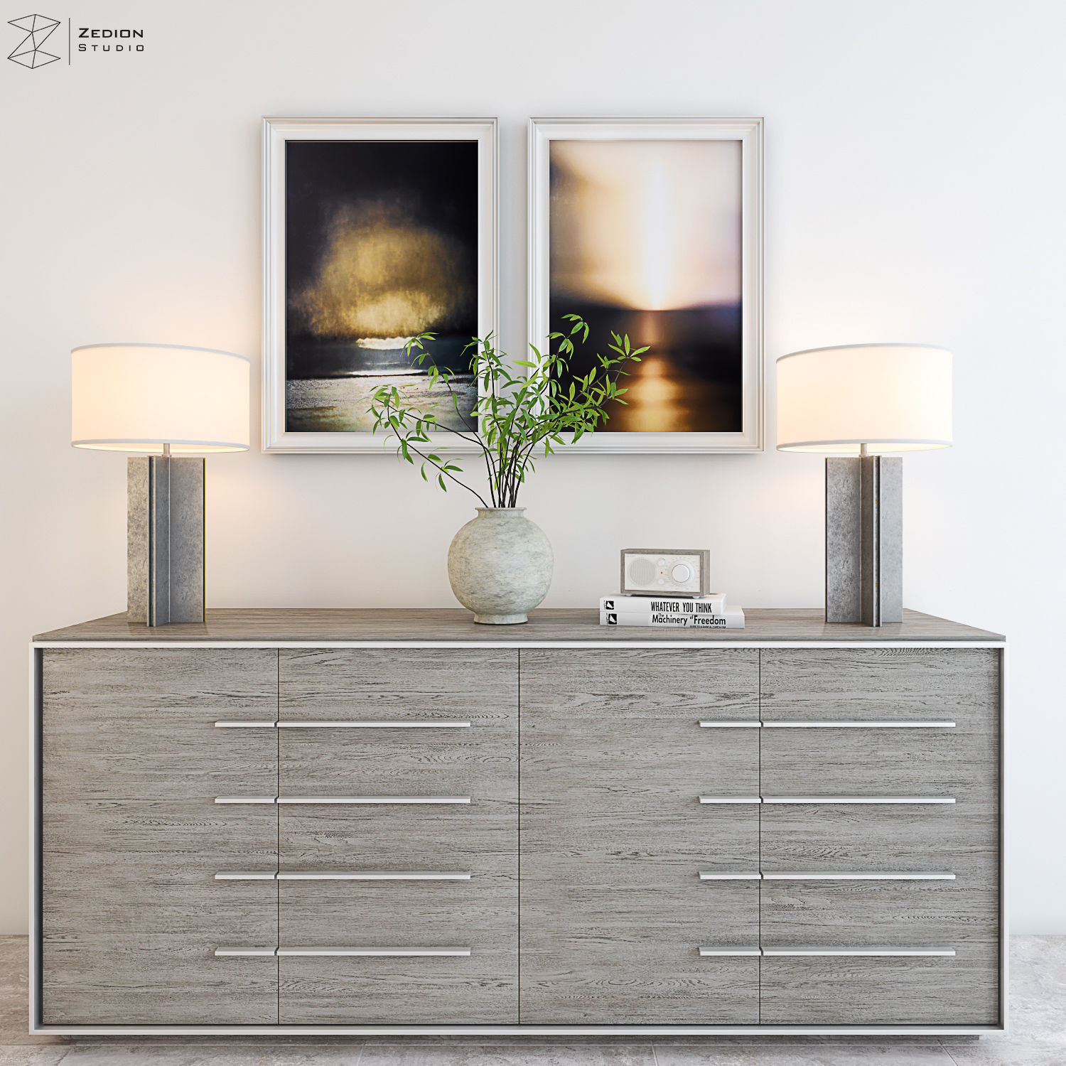 CALVIN 4-DOOR SIDEBOARD 3D model_1