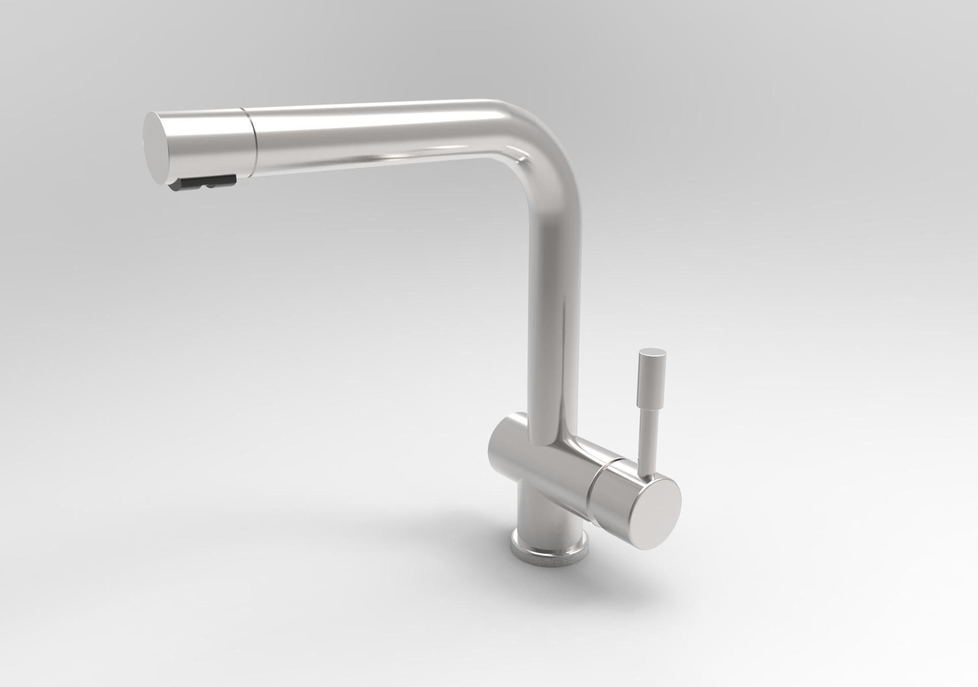 3D Model Straight Single Lever Kitchen Mixer Tap