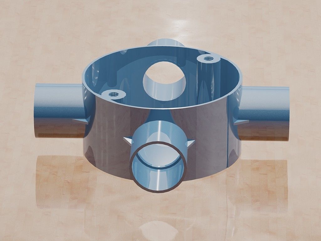 Four Way Conduit Box-20mm 3D print model_1