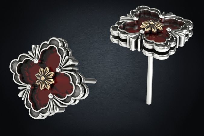 Earrings pouches under stone stylish 286 3D print model