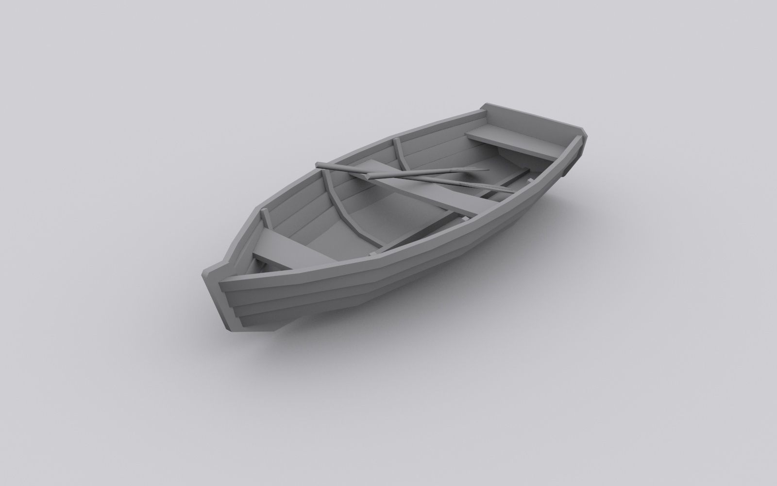 Low-poly Wooden Boat Low-poly 3D model_2