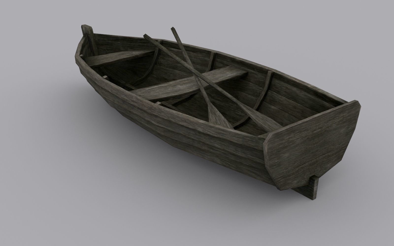 Low-poly Wooden Boat Low-poly 3D model_4